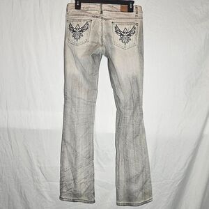 vintage y2k emo grunge gothic grey low rise bootcut jeans